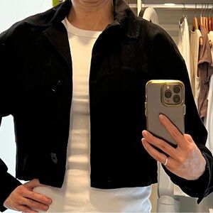 Black linen cropped jacket